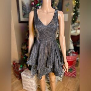 Teeze Me Silver Glitter Mini Dress size 1/2